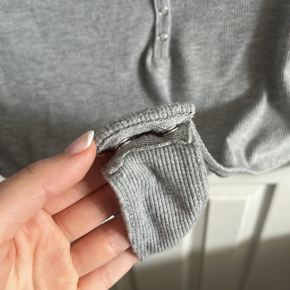 Ribbed Henley Bodysuit | V Neck Bodysuit - Picture 5 of 7